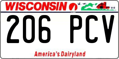 WI license plate 206PCV