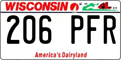 WI license plate 206PFR