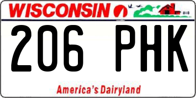 WI license plate 206PHK