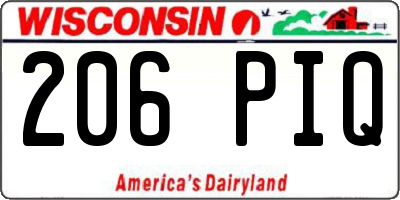 WI license plate 206PIQ