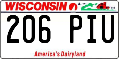 WI license plate 206PIU