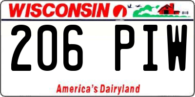 WI license plate 206PIW