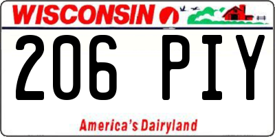 WI license plate 206PIY