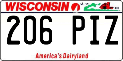 WI license plate 206PIZ