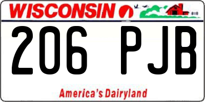 WI license plate 206PJB