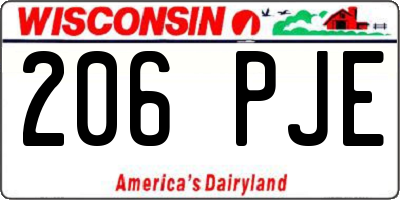 WI license plate 206PJE