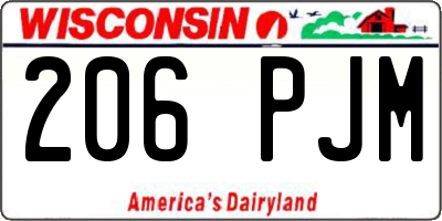 WI license plate 206PJM