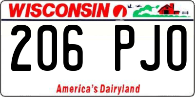 WI license plate 206PJO