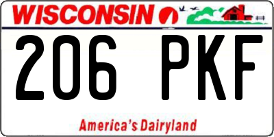 WI license plate 206PKF