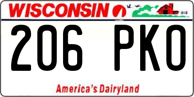 WI license plate 206PKO