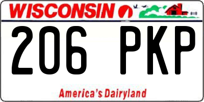 WI license plate 206PKP
