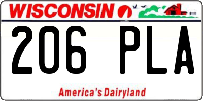WI license plate 206PLA