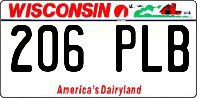 WI license plate 206PLB