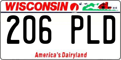 WI license plate 206PLD