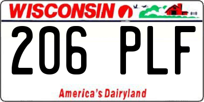 WI license plate 206PLF