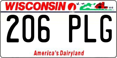 WI license plate 206PLG