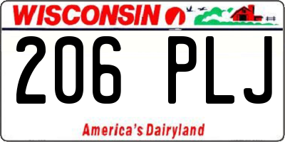 WI license plate 206PLJ
