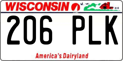 WI license plate 206PLK