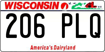 WI license plate 206PLQ