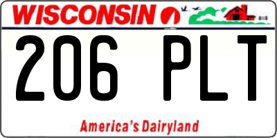 WI license plate 206PLT