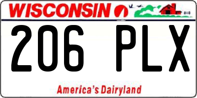 WI license plate 206PLX