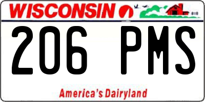 WI license plate 206PMS