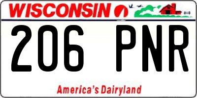 WI license plate 206PNR