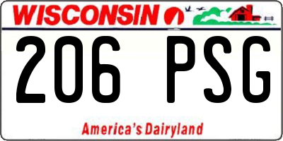 WI license plate 206PSG