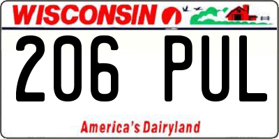WI license plate 206PUL