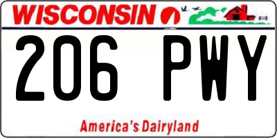 WI license plate 206PWY
