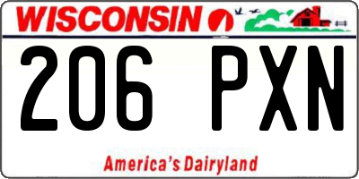 WI license plate 206PXN