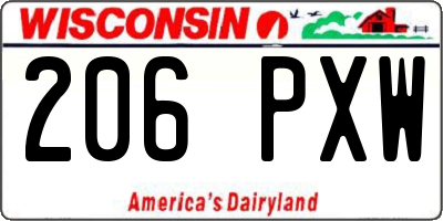 WI license plate 206PXW
