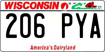 WI license plate 206PYA