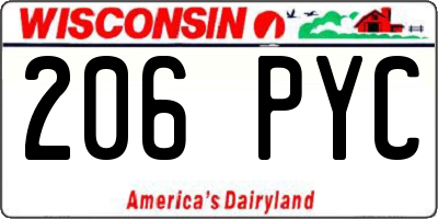 WI license plate 206PYC