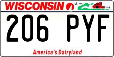 WI license plate 206PYF