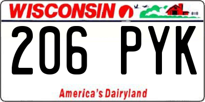 WI license plate 206PYK