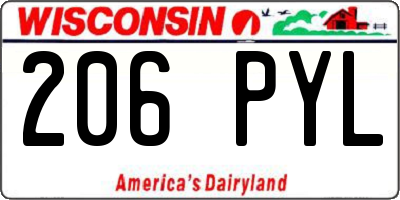 WI license plate 206PYL