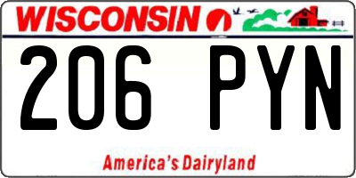 WI license plate 206PYN