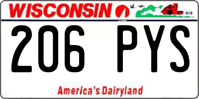 WI license plate 206PYS