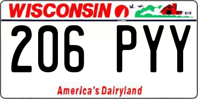 WI license plate 206PYY