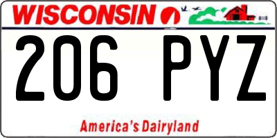 WI license plate 206PYZ