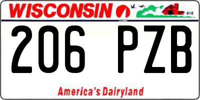 WI license plate 206PZB