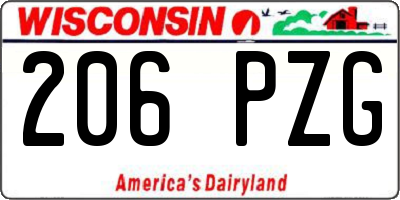 WI license plate 206PZG