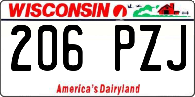 WI license plate 206PZJ