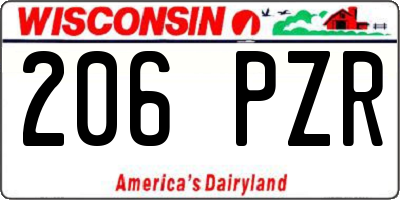 WI license plate 206PZR