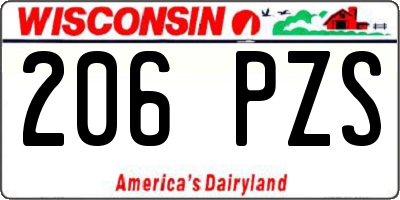 WI license plate 206PZS