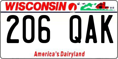 WI license plate 206QAK