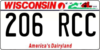 WI license plate 206RCC