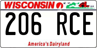WI license plate 206RCE