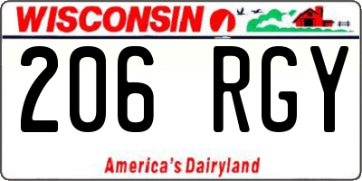 WI license plate 206RGY